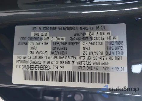 2024 Mazda Cx-30 2.5 S Select Sport z USA, uszkodzony, nr VIN 3MVDMBBM6RM663504